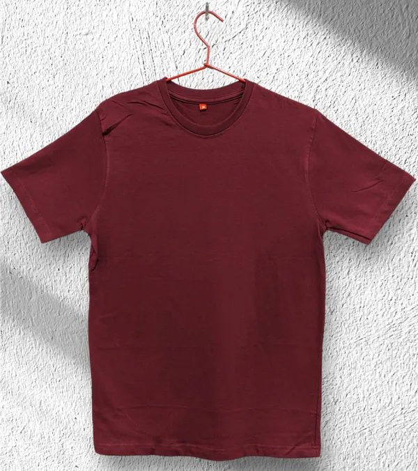Unisex_Cotton_Maroon_Solid_T-Shirt