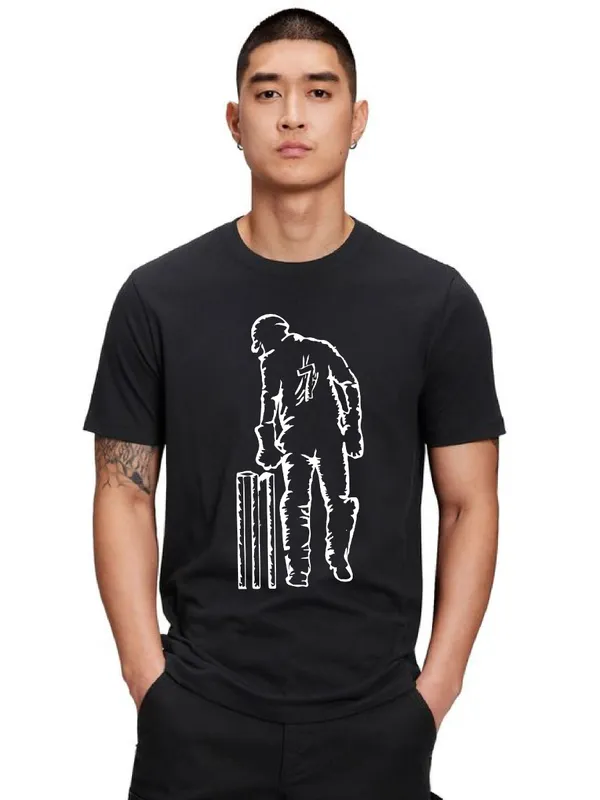 Unisex_Cotton_Black_MS_Dhoni_T-Shirt