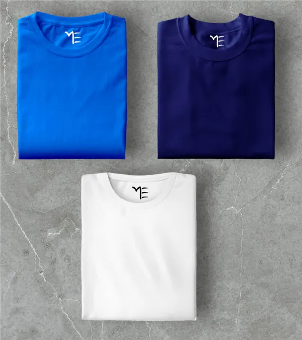Unisex_Cotton_Royal_Blue,_Navy,_White_Round_Neck_T-Shirt_Pack_Of_3