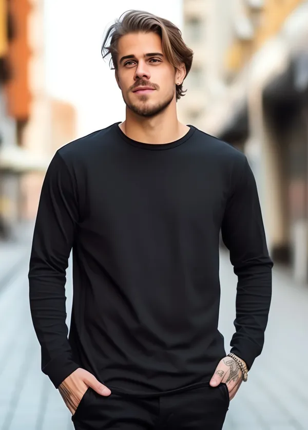 Unisex_Cotton_Black_Fullsleeves_Solid_T-Shirt