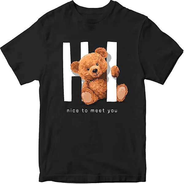 Unisex_Cotton_Black_Teddy_T-Shirt