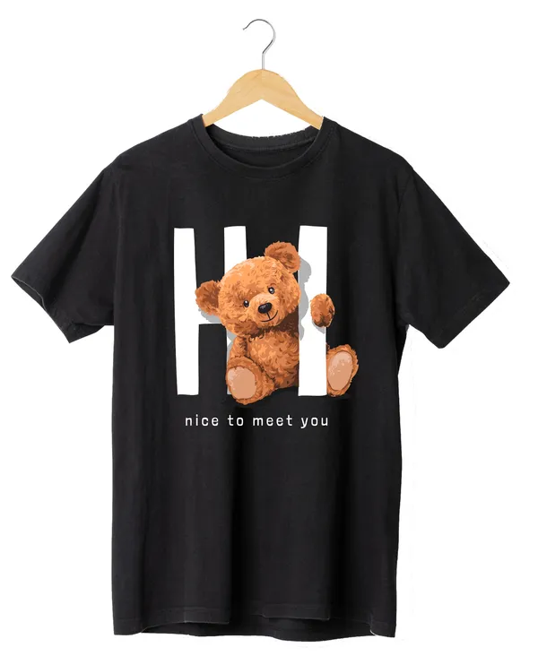Unisex_Cotton_Black_Teddy_T-Shirt
