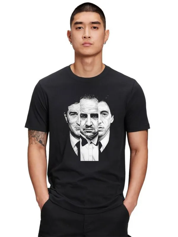 Unisex_Cotton_Black_The_GodFather_Trio_T_Shirt