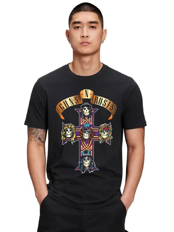 Unisex_Cotton_Black_Guns_N_Roses_Printed_T-Shirt
