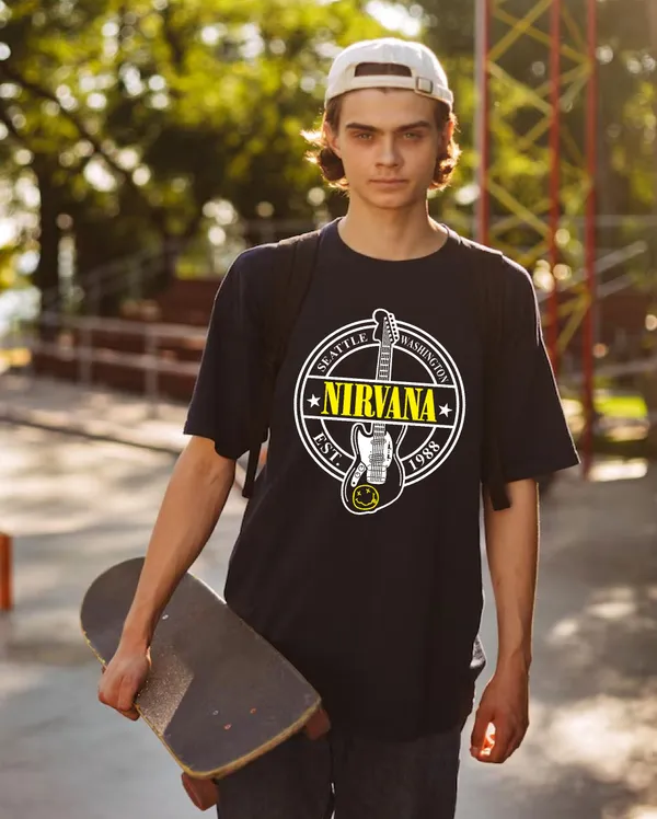 Unisex_Cotton_Black_Nirvana_Printed_T_Shirt