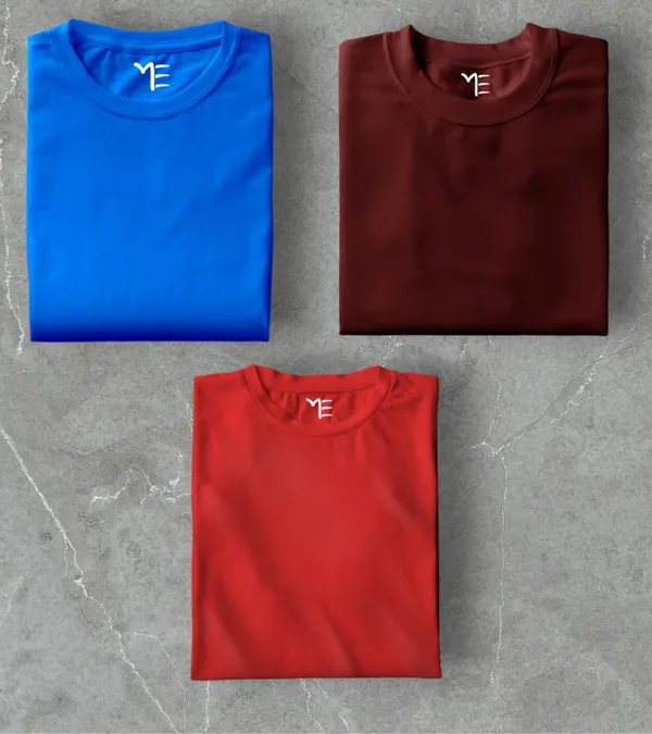 Unisex_Cotton_Royal_Blue,_Maroon,_Red_Round_Neck_T-Shirt_Pack_Of_3