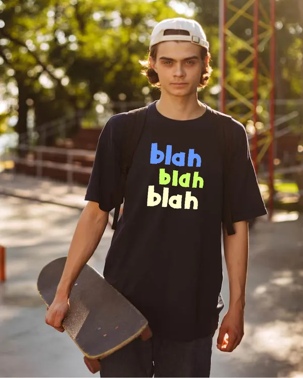 Unisex_Cotton_Black_Blah_Printed_T_Shirt