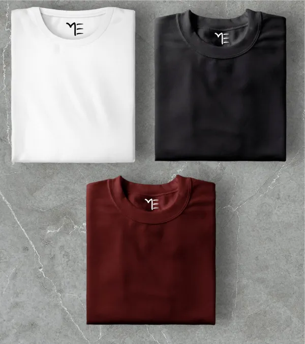 Unisex_Cotton_White,_Black,_Maroon_Round_Neck_T-Shirt_Pack_Of_3