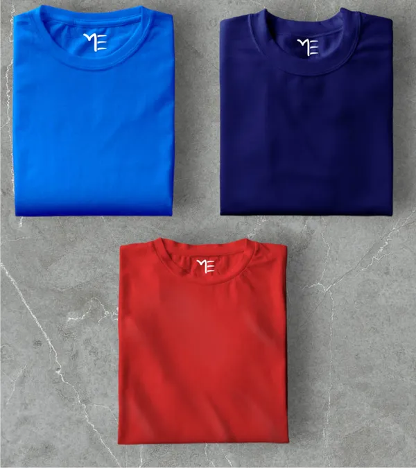 Unisex_Cotton_Navy,_Red,_Royal_Blue_Round_Neck_T-Shirt_Pack_Of_3