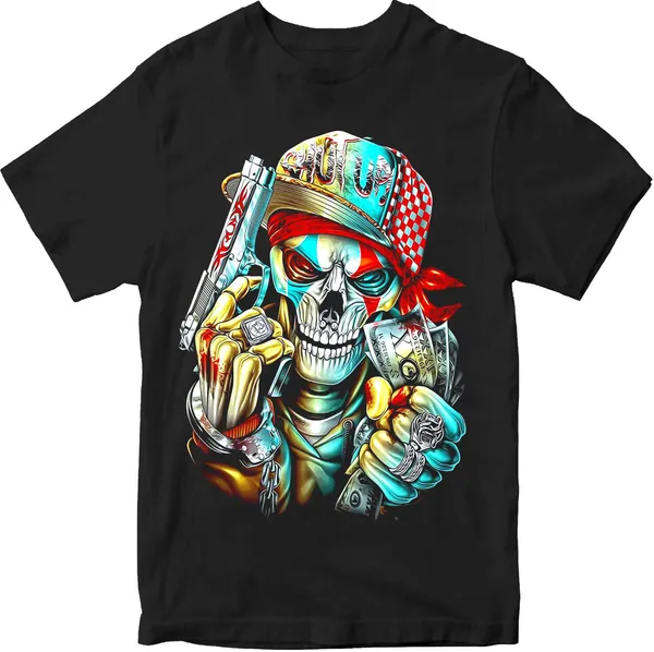 Unisex_Cotton_Black_Skull_Art_Printed_T-Shirt