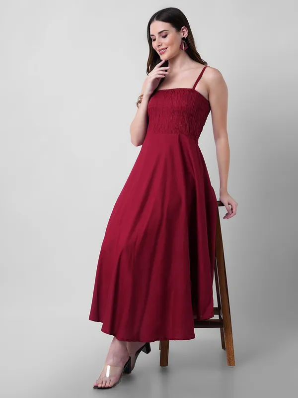 Women_Fit_And_Flare_Maroon_Dress