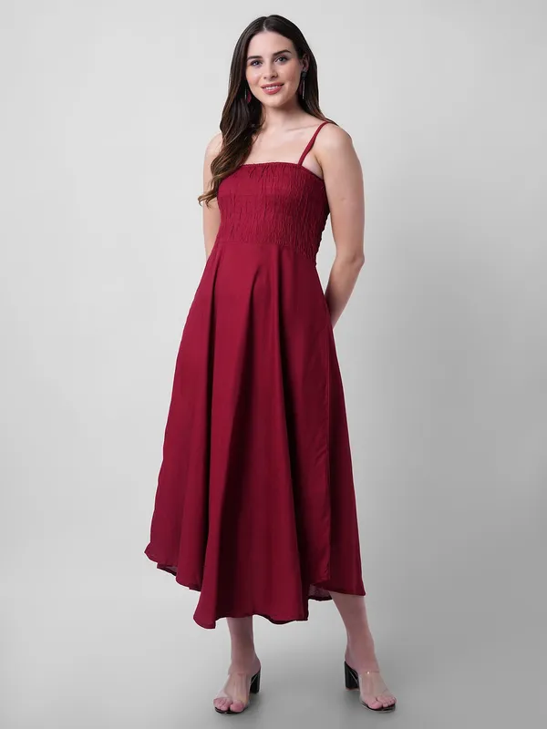 Women_Fit_And_Flare_Maroon_Dress