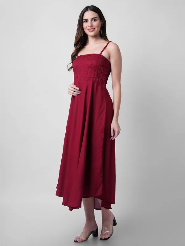 Women_Fit_And_Flare_Maroon_Dress