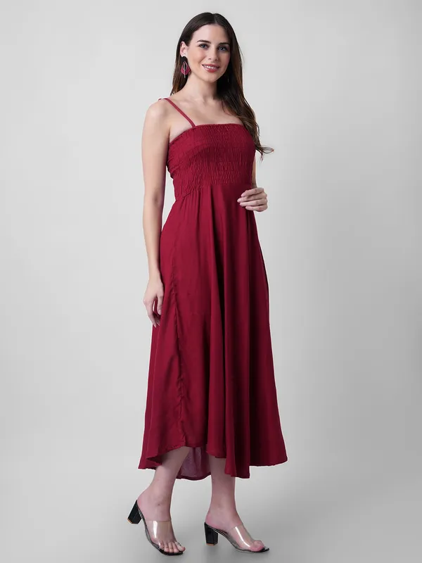 Women_Fit_And_Flare_Maroon_Dress