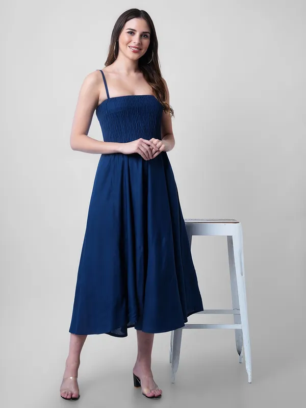 Women_Fit_And_Flare_Blue_Dress