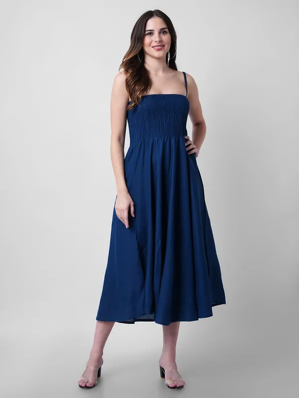 Women_Fit_And_Flare_Blue_Dress