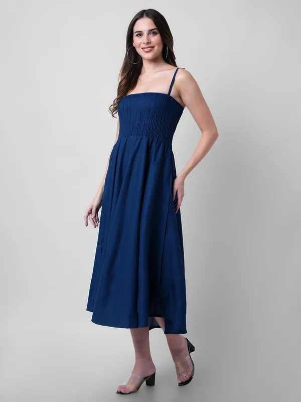 Women_Fit_And_Flare_Blue_Dress
