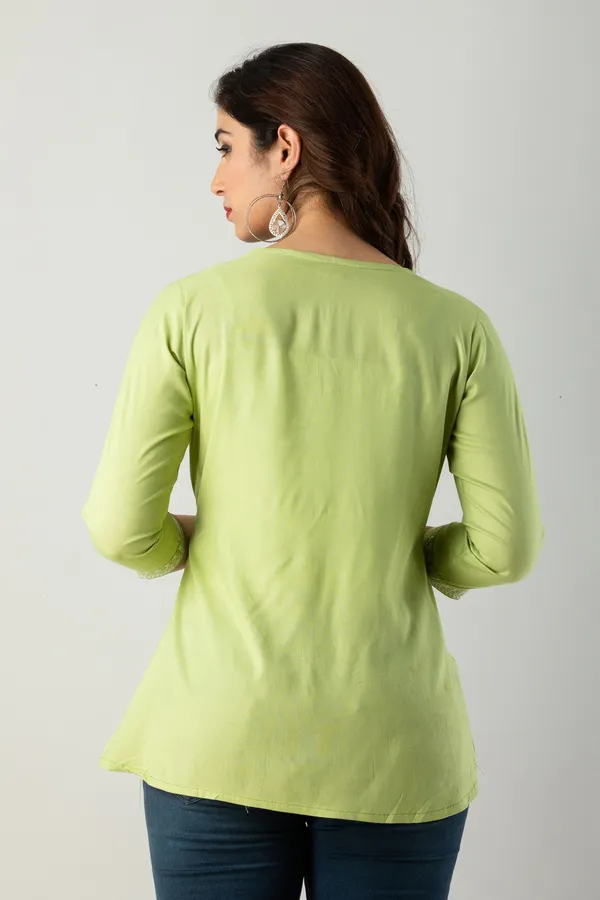 Casual_Embroidered_Women_Light_Green_Top