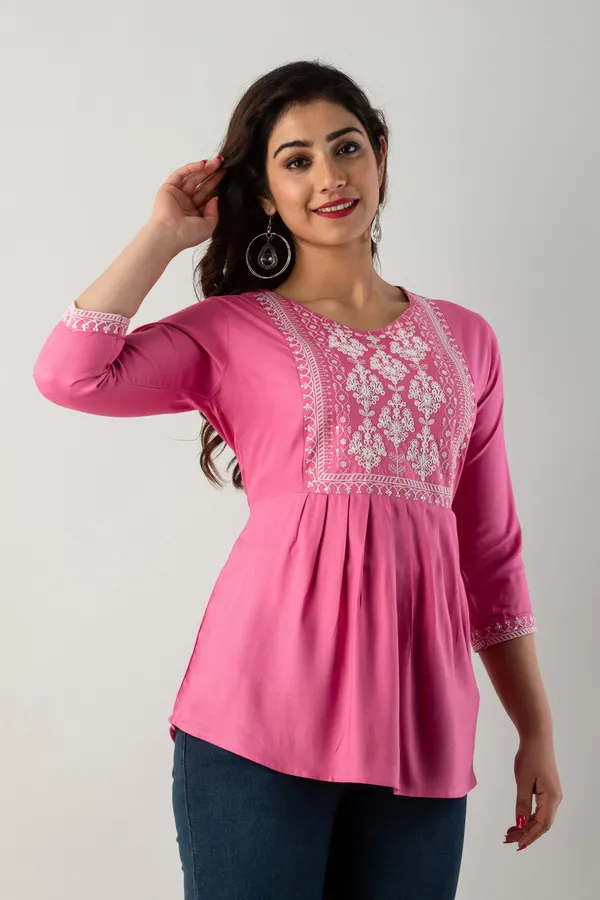 Casual_Embroidered_Women_Pink_Top