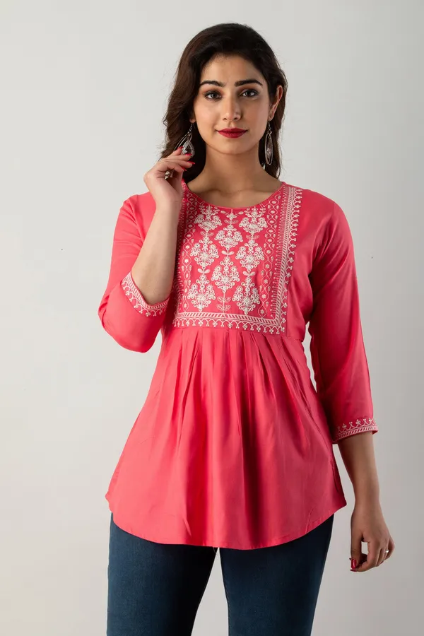 Casual_Embroidered_Women_Pink_Top
