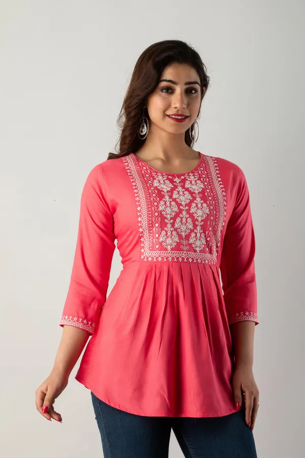 Casual_Embroidered_Women_Pink_Top