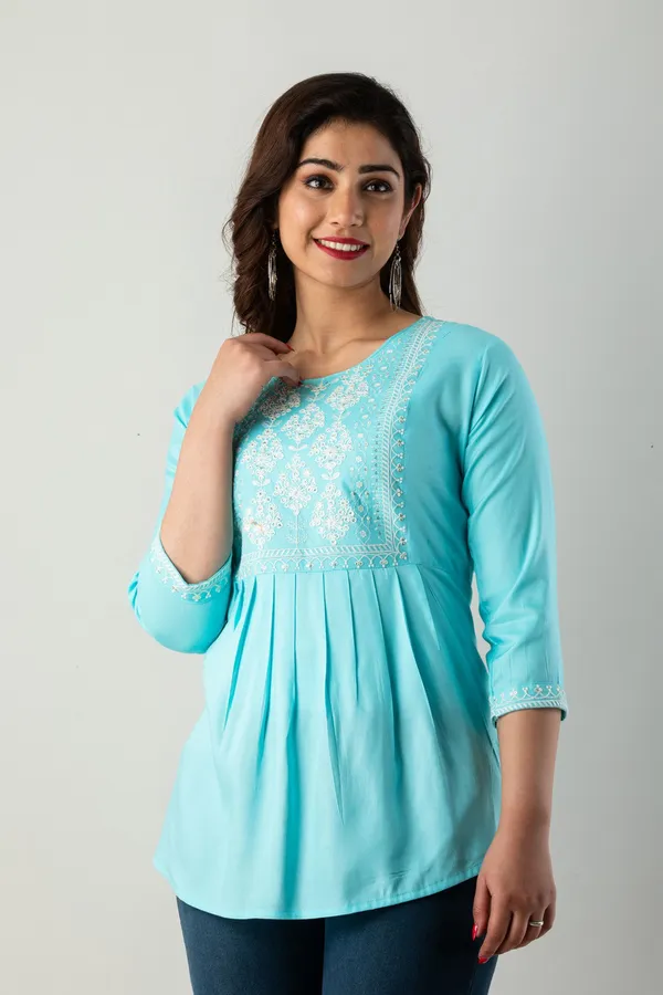 Casual_Embroidered_Women_Light_Blue_Top