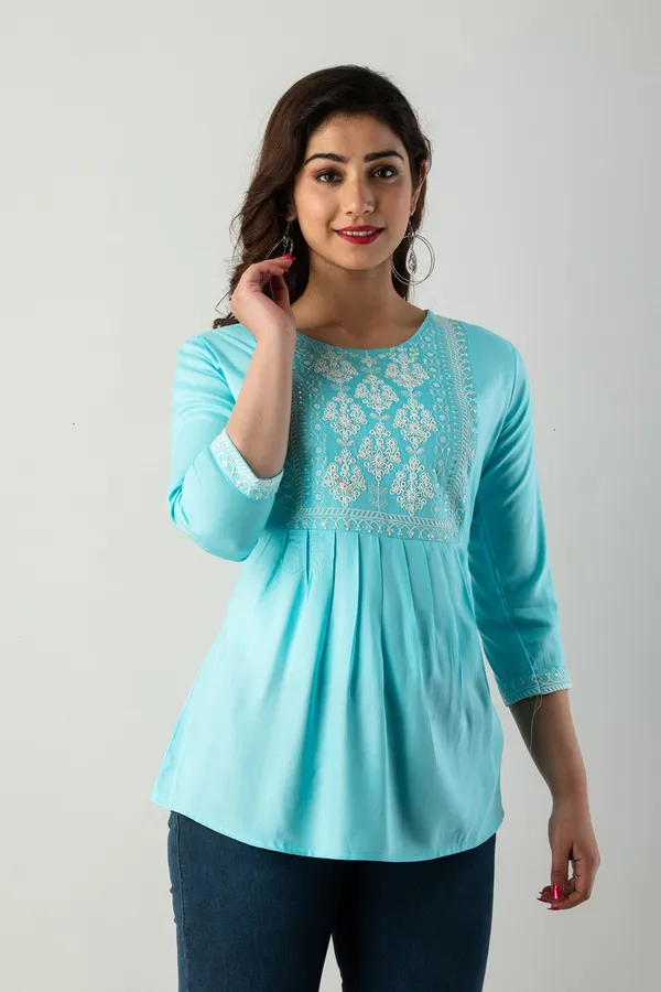 Casual_Embroidered_Women_Light_Blue_Top