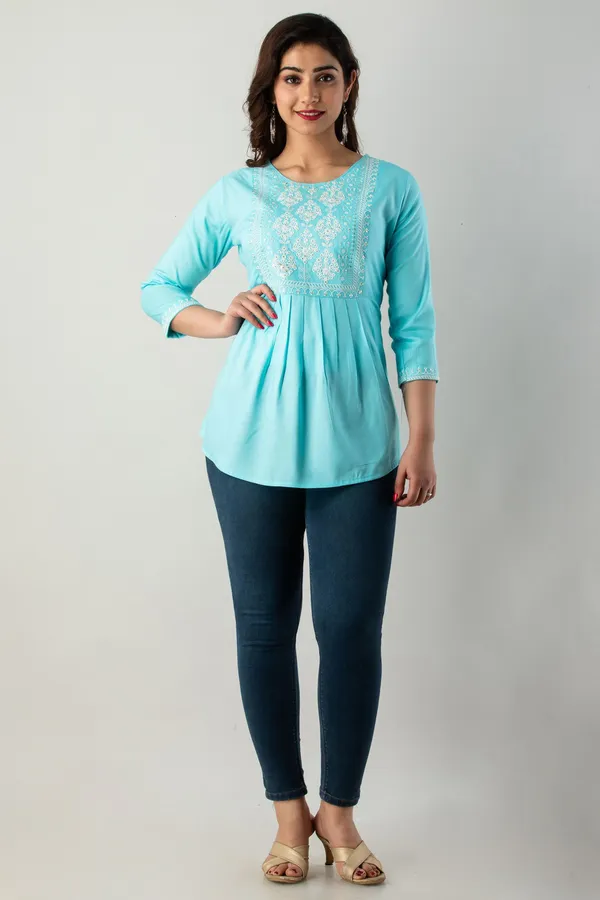 Casual_Embroidered_Women_Light_Blue_Top
