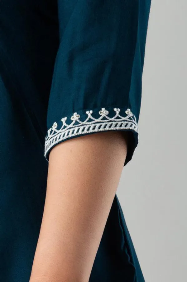 Casual_Embroidered_Women_Dark_Blue_Top