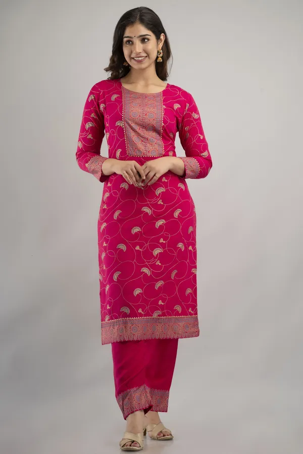 Women_Rayon_Gold_Printed_Kurta_And_Palazzo_Set