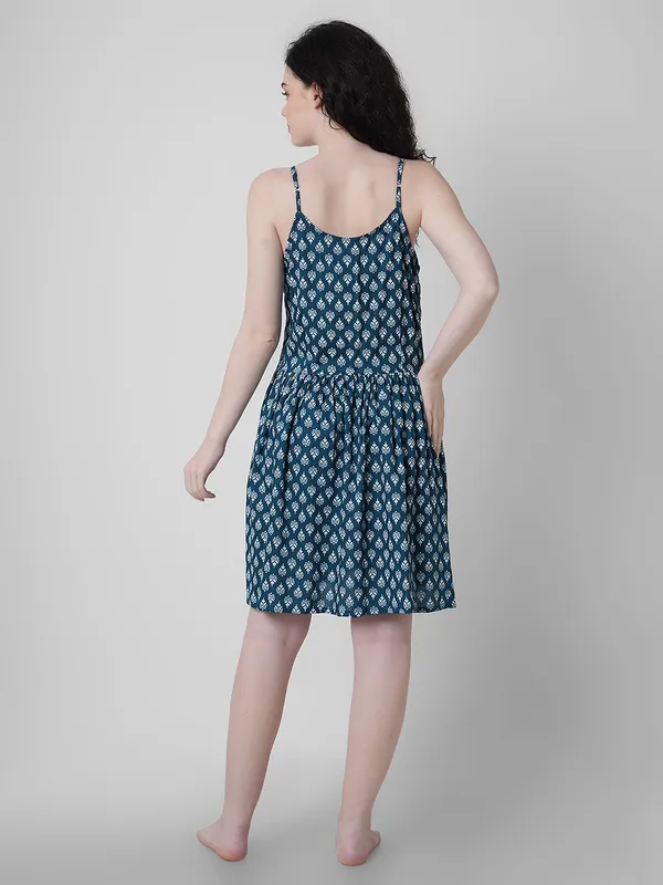Printed_Babydoll__Blue_For_Women