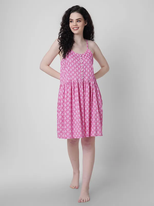 Printed_Babydoll__Mauve_For_Women