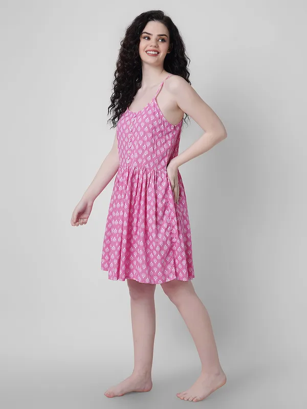 Printed_Babydoll__Mauve_For_Women