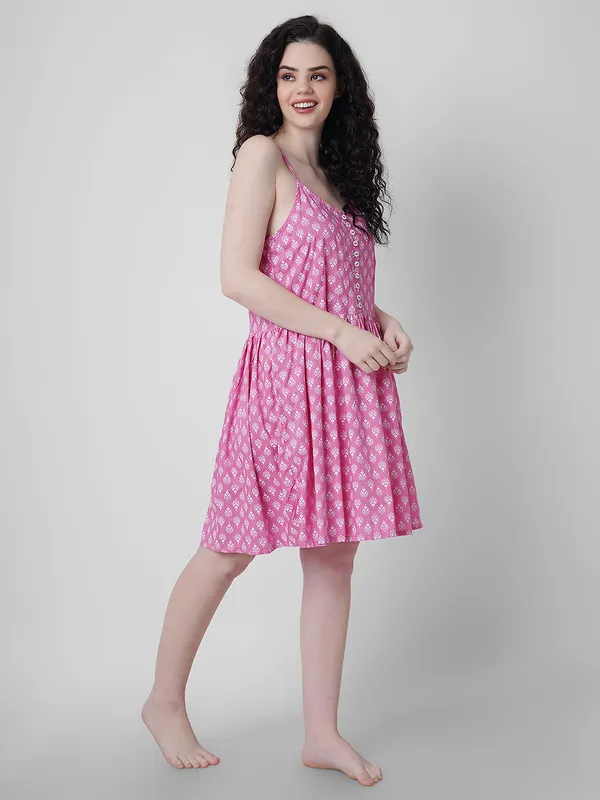 Printed_Babydoll__Mauve_For_Women
