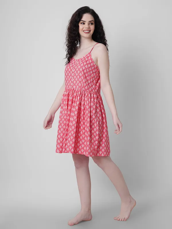 Printed_Babydoll__Peach_For_Women