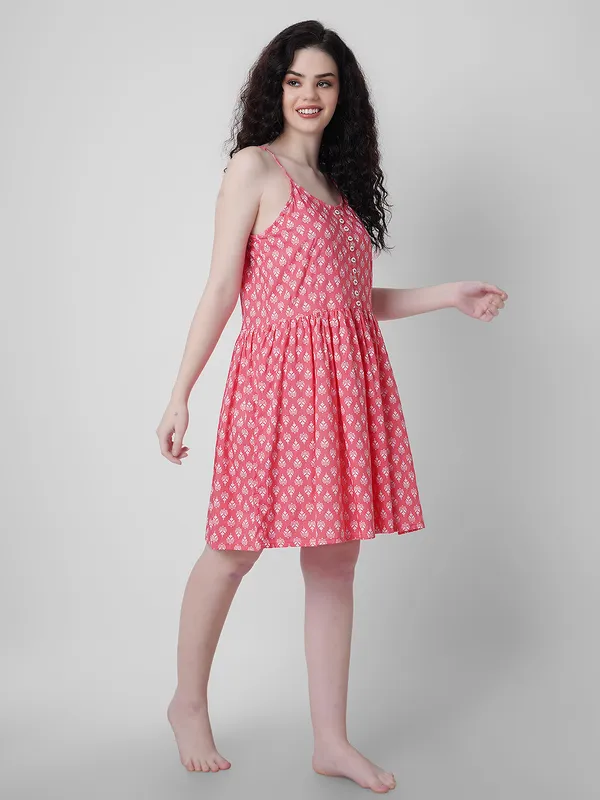 Printed_Babydoll__Peach_For_Women