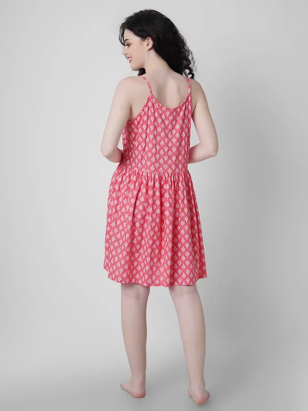 Printed_Babydoll__Peach_For_Women