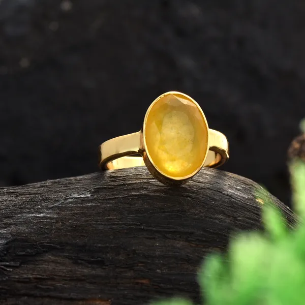 Dinjewel lA Quality Natural Yellow Sapphire Pukhraj Gemstone Gold Ring For Women s and Men s Price in India Buy Dinjewel lA Quality Natural Yellow