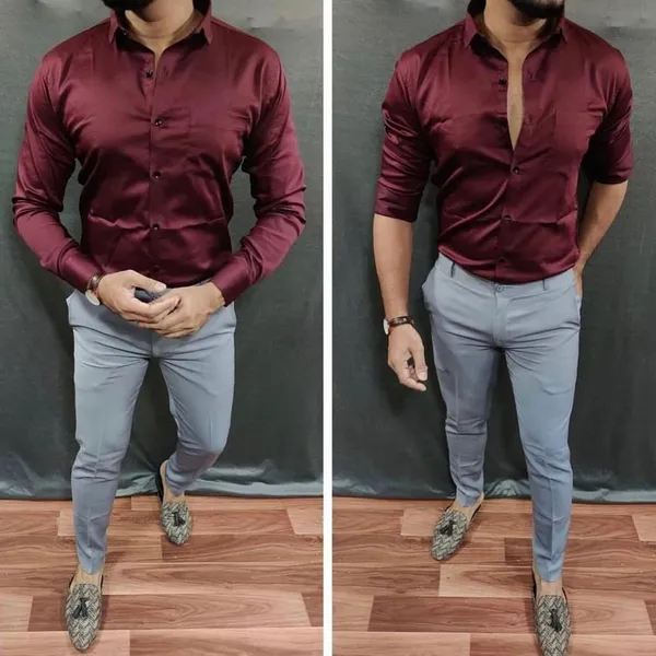 Maroon_And_Steel_Grey_Heavy_Fabric_Shirt_&_Pant_Fabric