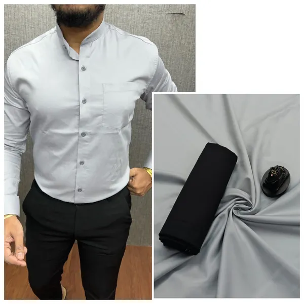 Light_Grey_And_Black_Heavy_Fabric_Shirt_&_Pant_Fabric