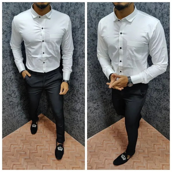 White_And_Black_Plain_Heavy_Fabric_Shirt_&_Pant_Fabric