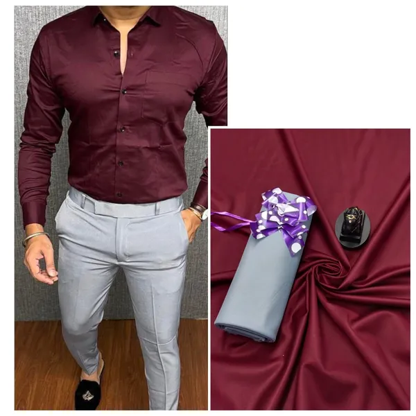 Maroon_And_Steel_Grey_Heavy_Fabric_Shirt_&_Pant_Fabric