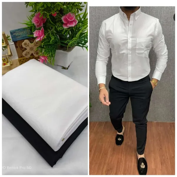 White_And_Black_Plain_Heavy_Fabric_Shirt_&_Pant_Fabric