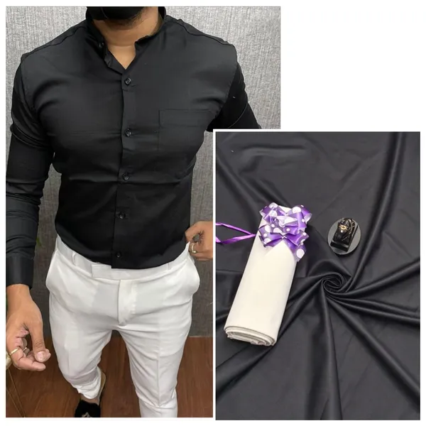 Black_And_White_Plain_Heavy_Fabric_Shirt_&_Pant_Fabric