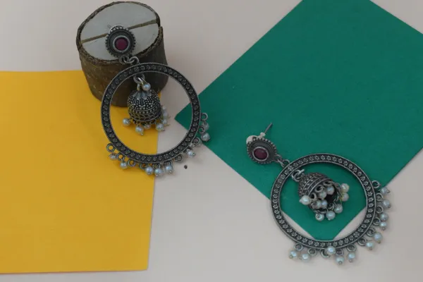 Mahroon_Stone_Earring