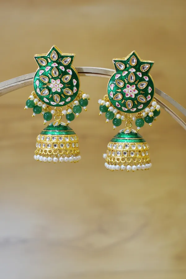 Hand_Made_Meenakari_Jhumka_Earring_with_Tikka