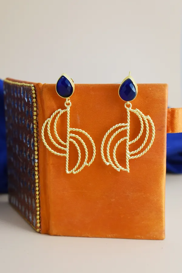 Brass_Blue_Stone_Based_Earring