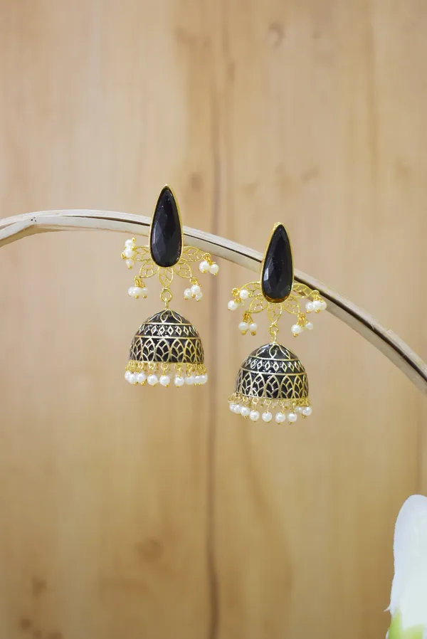 Black_Meena_Kari_Stone_Based_Jhumki_Earring_Set