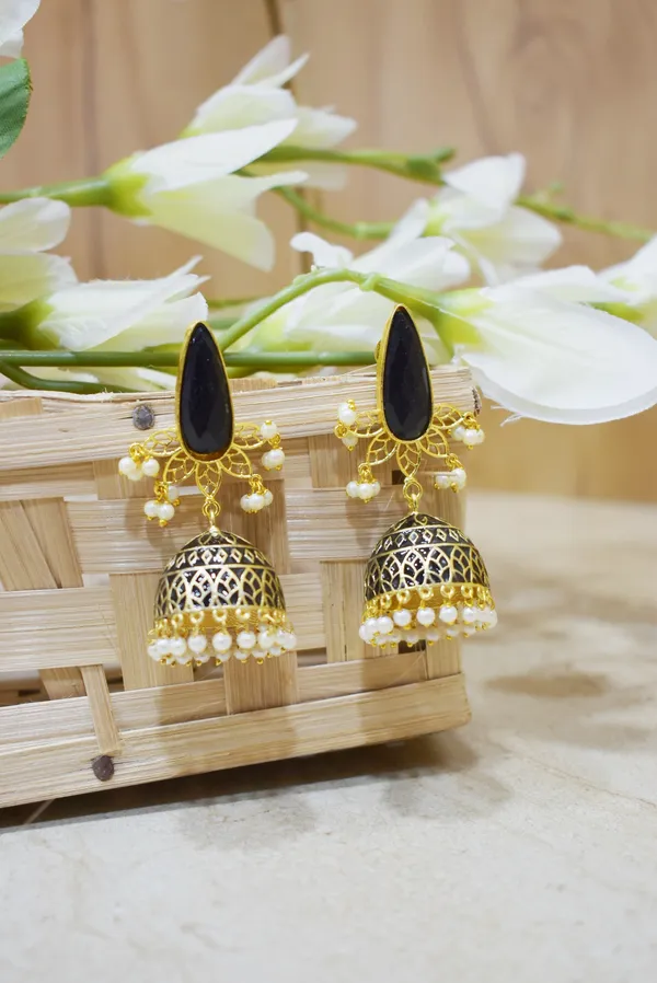 Black_Meena_Kari_Stone_Based_Jhumki_Earring_Set