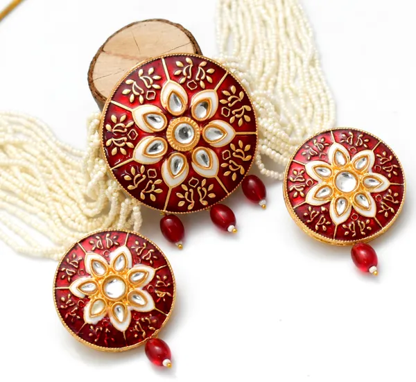 Meenakari__Choker_Necklace_Set_and_Earrings_with_Earring